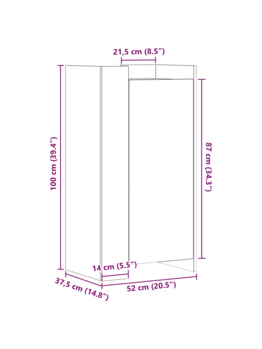 Kenkäkaappi betoninharmaa 52x37,5x100 cm tekninen puu