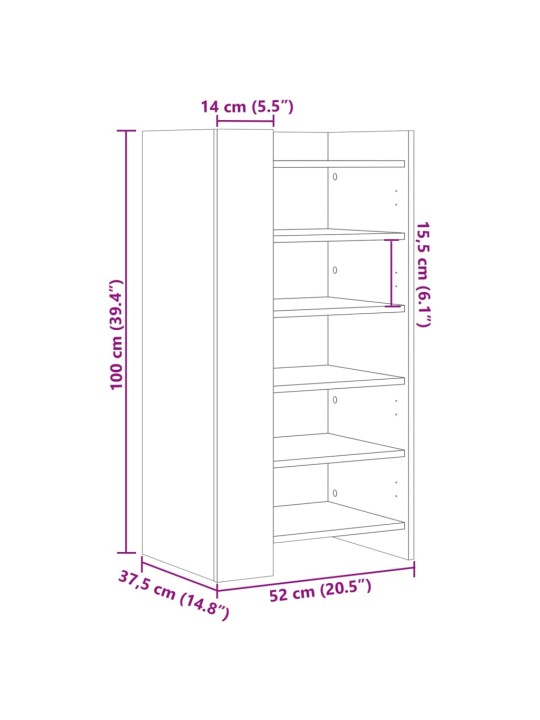 Kenkäkaappi musta 52x37,5x100 cm tekninen puu