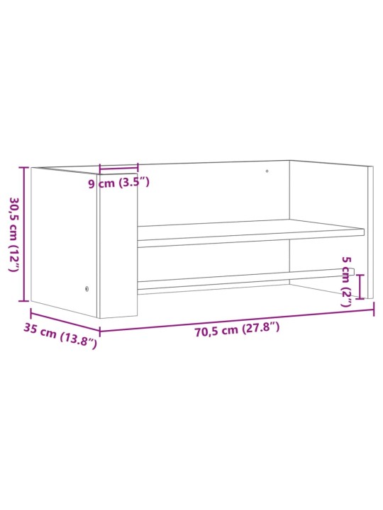 Seinähylly savutammi 70,5x35x30,5 cm tekninen puu