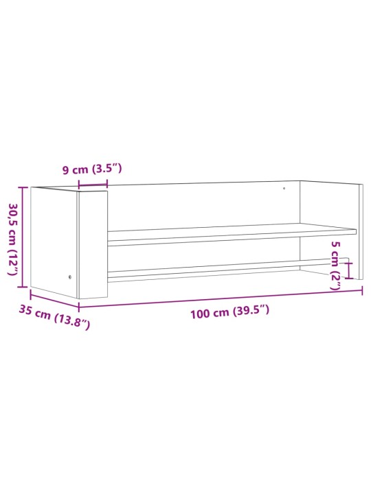 Seinähylly betoninharmaa 100x35x30,5 cm tekninen puu