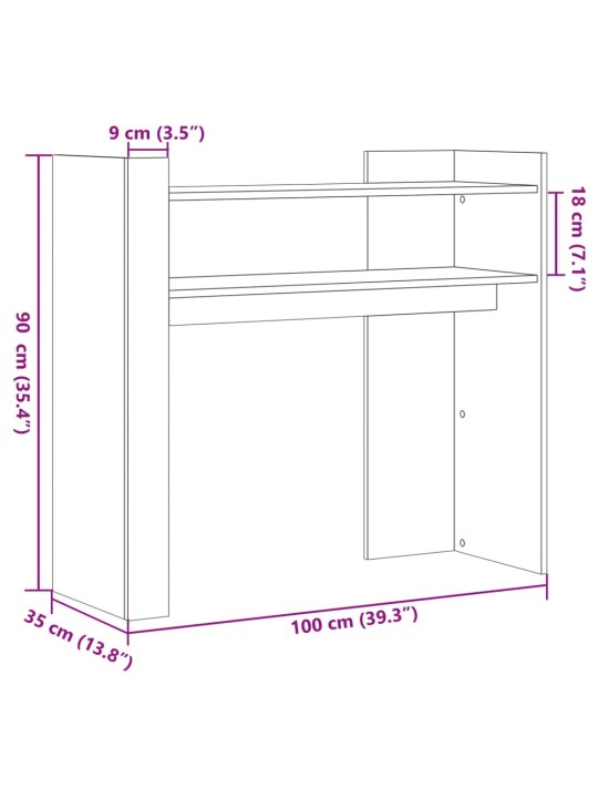 Konsolipöytä valkoinen 100x35x90 cm lastulevy