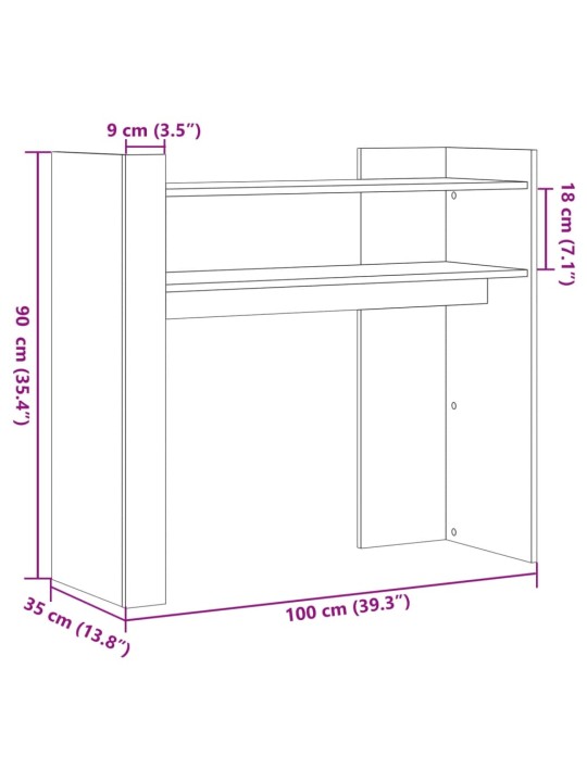 Konsolipöytä betoninharmaa 100x35x90 cm lastulevy