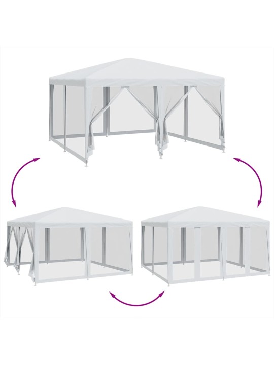 Juhlateltta 8 mesh-sivuseinällä valkoinen 4x4 m hdpe