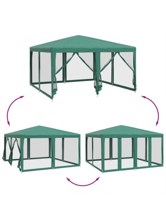 Juhlateltta 8 mesh-sivuseinällä vihreä 4x4 m hdpe