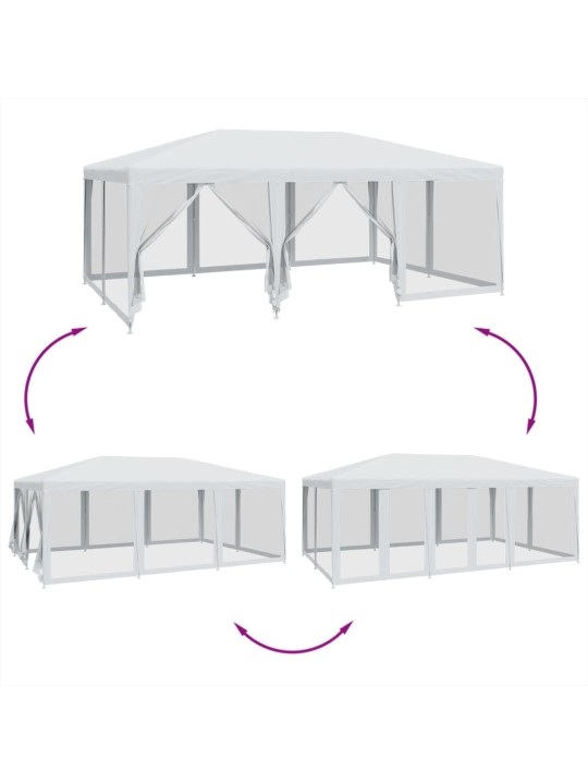 Juhlateltta 10 mesh-sivuseinillä valkoinen 6x4 m hdpe