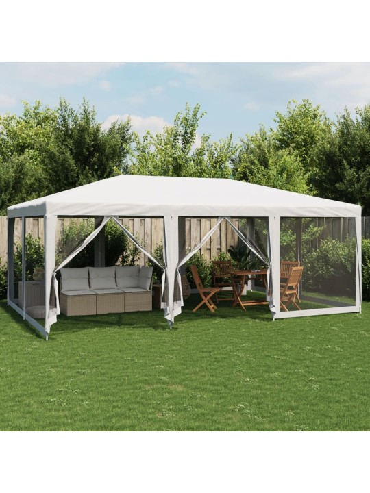 Juhlateltta 10 mesh-sivuseinillä valkoinen 6x4 m hdpe