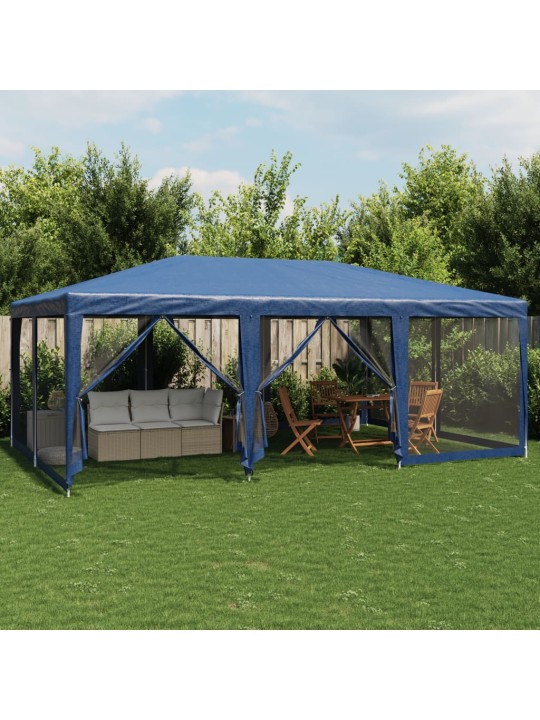 Juhlateltta 10 mesh-sivuseinillä sininen 6x4 m hdpe