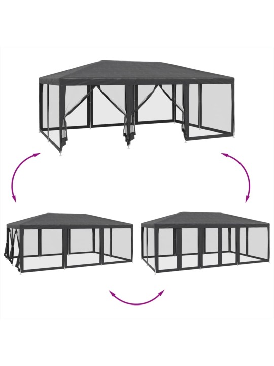Juhlateltta 10 mesh-sivuseinillä antrasiittia 6x4 m hdpe