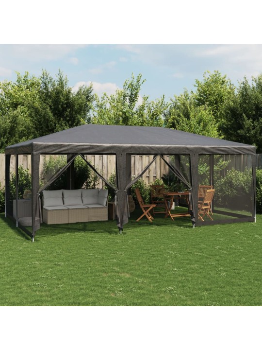 Juhlateltta 10 mesh-sivuseinillä antrasiittia 6x4 m hdpe