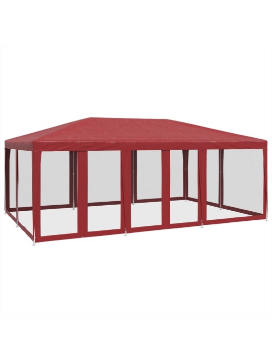 Juhlateltta 10 mesh-sivuseinillä, punainen 6x4 m hdpe