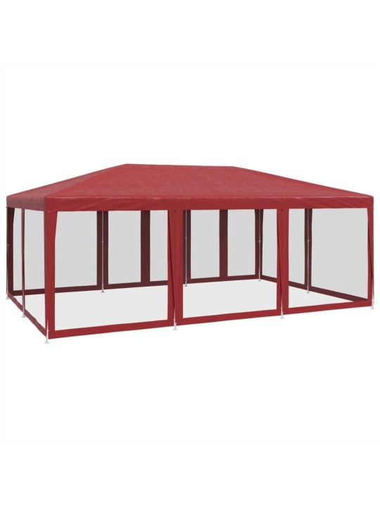 Juhlateltta 10 mesh-sivuseinillä, punainen 6x4 m hdpe