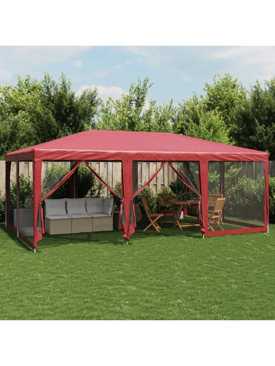 Juhlateltta 10 mesh-sivuseinillä, punainen 6x4 m hdpe