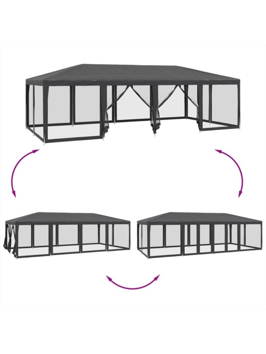 Juhlateltta 12 mesh-sivuseinillä antrasiitti 8x4 m hdpe