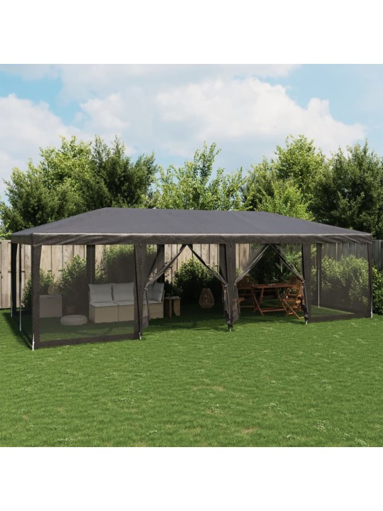 Juhlateltta 12 mesh-sivuseinillä antrasiitti 8x4 m hdpe