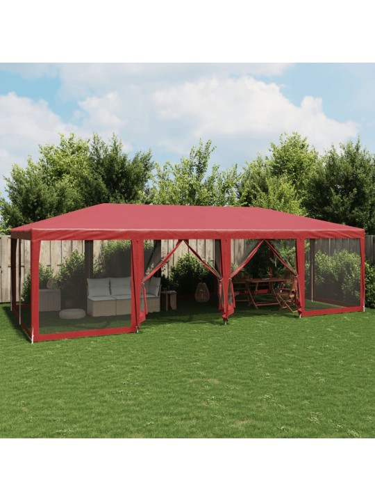 Juhlateltta 12 mesh-sivuseinällä punainen 8x4 m hdpe