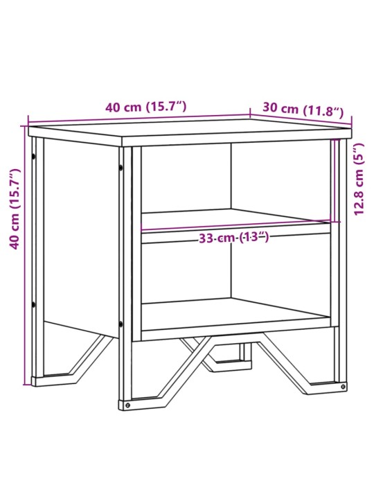 Yöpöydät musta 2 kpl 40x30x40 cm tekninen puu