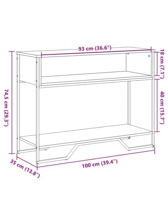 Konsolipöytä musta 100x35x74,5 cm tekninen puu