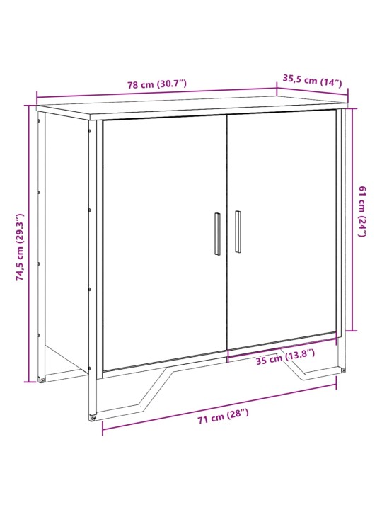 Senkki ruskea tammi 78x35,5x74,5 cm tekninen puu