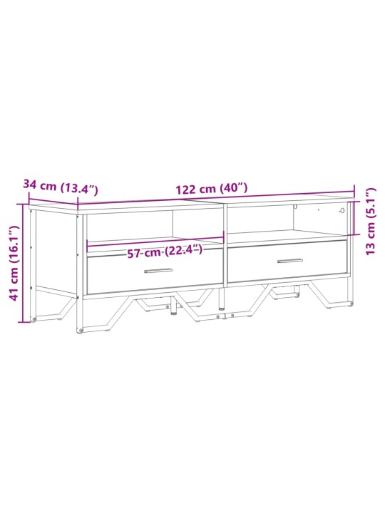 TV-taso musta 122x34x41 cm tekninen puu