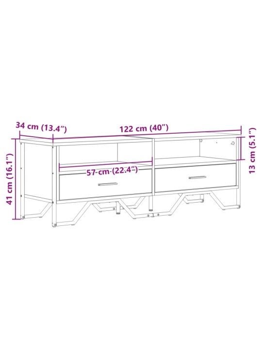 TV-taso Sonoma-tammi 122x34x41 cm tekninen puu