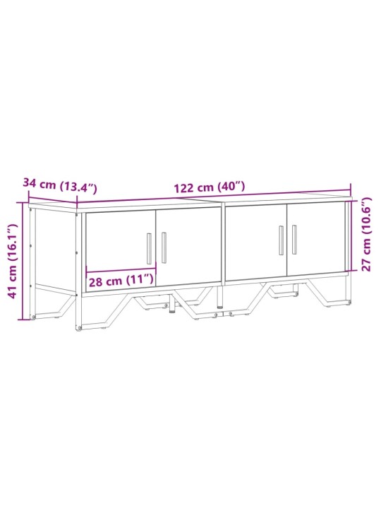 TV-taso musta 122x34x41 cm tekninen puu