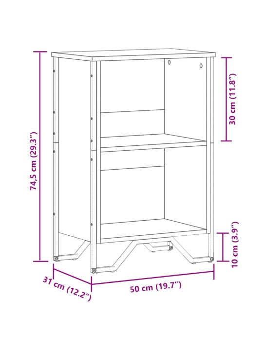 Kirjahylly musta 50x31x74,5 cm tekninen puu