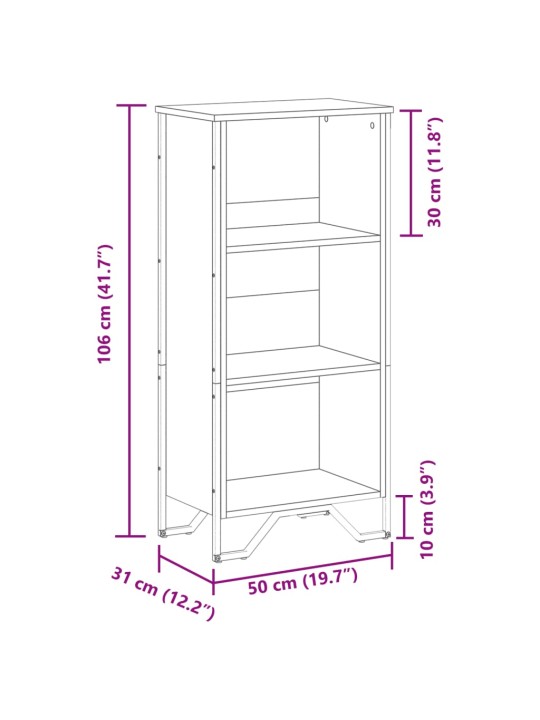 Kirjahylly musta 50x31x106 cm tekninen puu