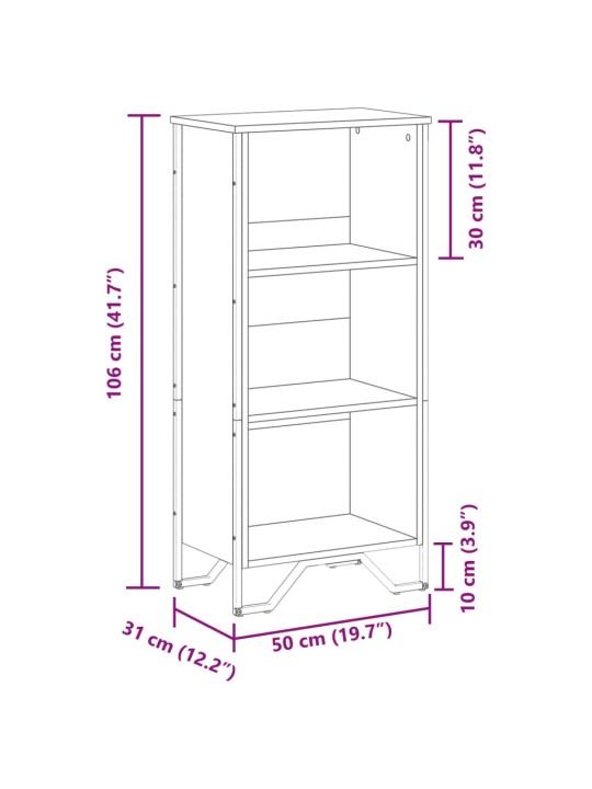 Kirjahylly harmaa Sonoma 50x31x106 cm tekninen puu