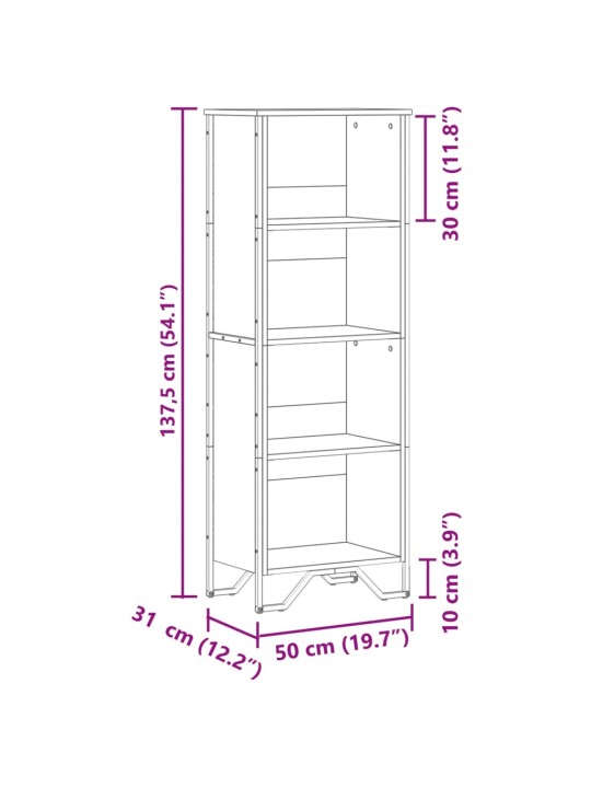 Kirjahylly ruskea tammi 50x31x137,5 cm tekninen puu