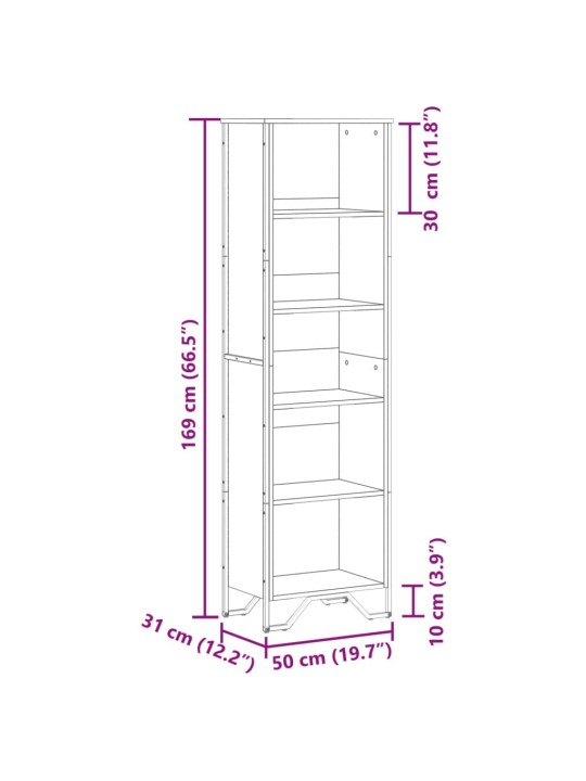 Kirjahylly savutammi 50x31x169 cm tekninen puu