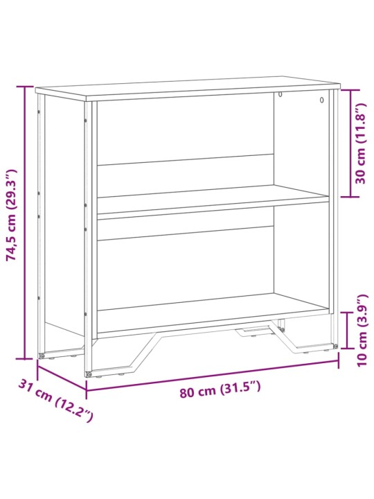 Kirjahylly musta 80x31x74,5 cm tekninen puu