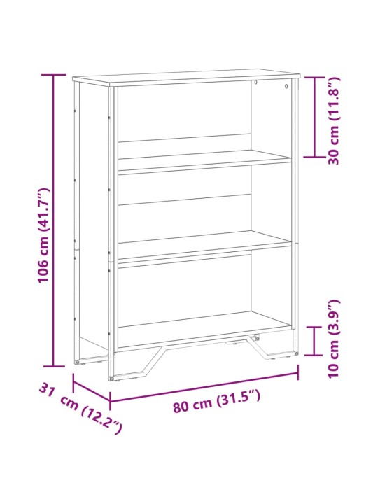 Kirjahylly musta 80x31x106 cm tekninen puu