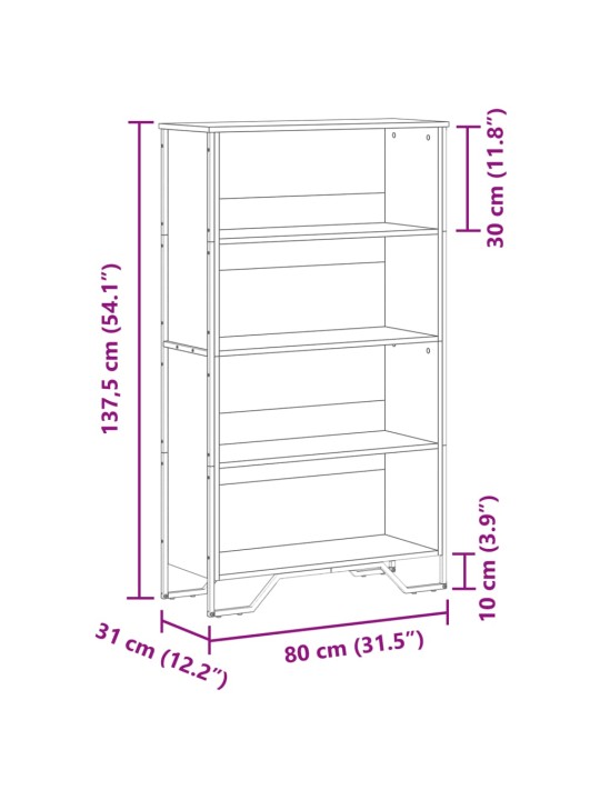 Kirjahylly musta 80x31x137,5 cm tekninen puu