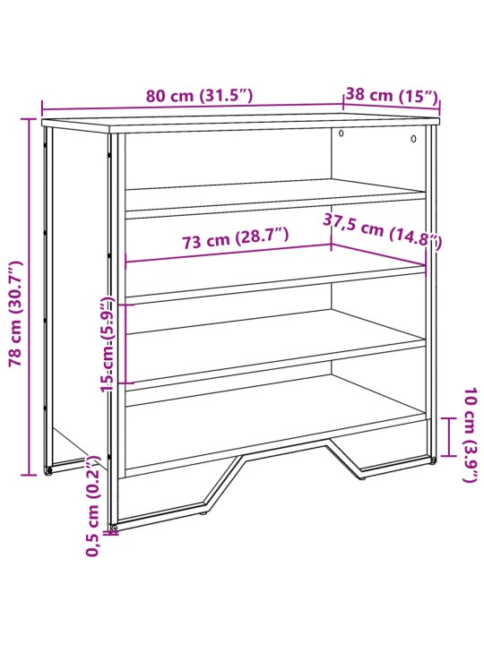 Kenkäkaappi musta 80x38x78 cm tekninen puu