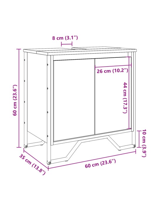 Kylpyhuoneen pesuallaskaappi musta 60x35x60 cm tekninen puu