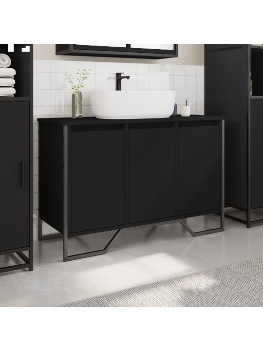 Kylpyhuoneen pesuallaskaappi musta 91x35x60 cm tekninen puu