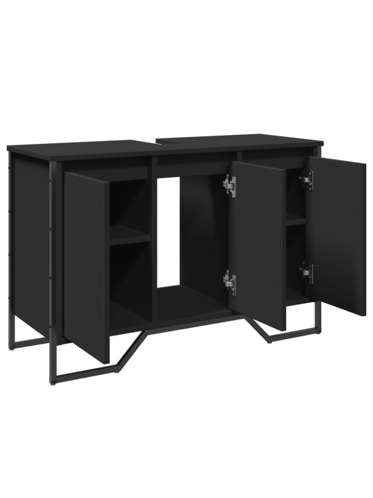 Kylpyhuoneen pesuallaskaappi musta 91x35x60 cm tekninen puu