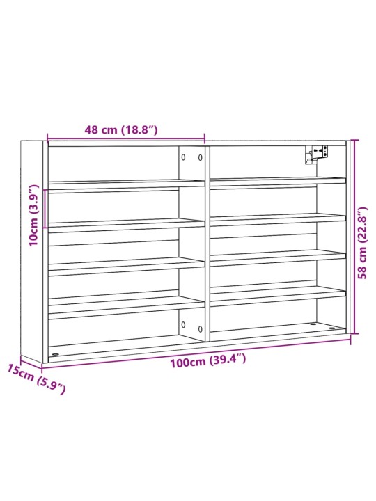 Vitriinikaappi betoninharmaa 100x15x58 cm tekninen puu