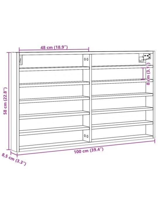 Vitriinikaappi Sonoma-tammi 100x8,5x58 cm tekninen puu