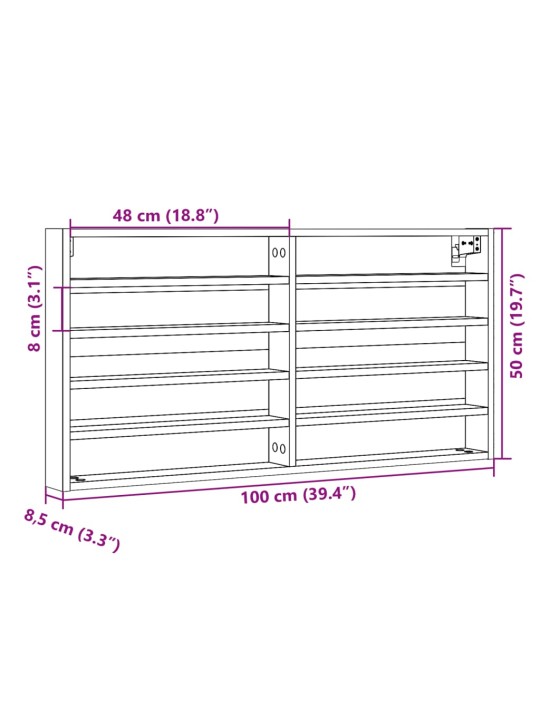 Vitriinikaappi ruskea tammi 100x8,5x50 cm tekninen puu