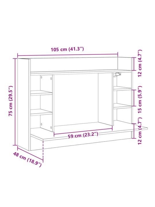 Työpöytä seinälle valkoinen 105x48x75 cm tekninen puu