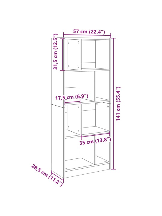 Kirjahylly musta 57x28,5x141 cm tekninen puu