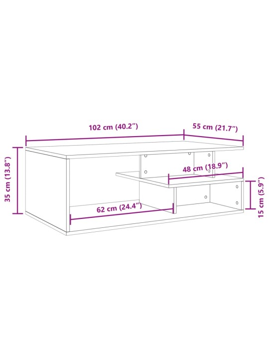 Sohvapöytä musta 102x55x35 cm tekninen puu