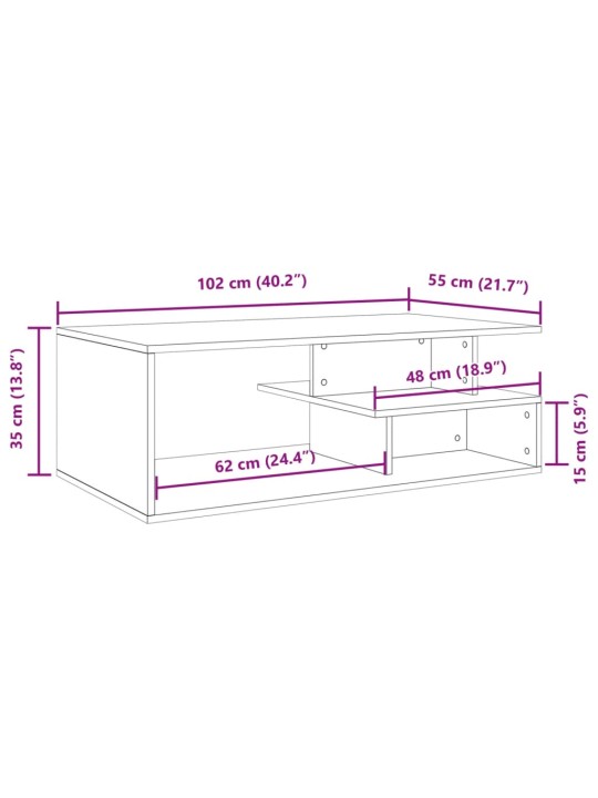 Sohvapöytä betoninharmaa 102x55x35 cm tekninen puu