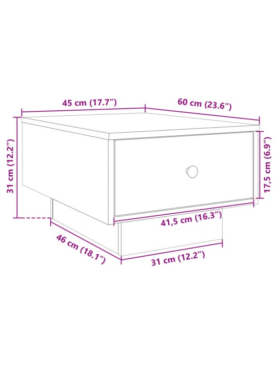 Sohvapöytä betoninharmaa 60x45x31 cm tekninen puu