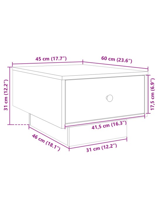 Sohvapöytä harmaa Sonoma 60x45x31 cm tekninen puu