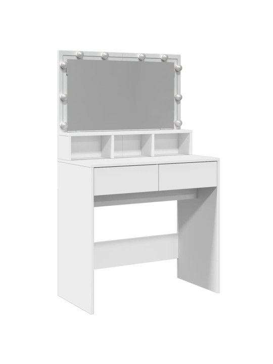 Vidaxl peilipöytä led-valoilla valkoinen 80x41x134,5 cm