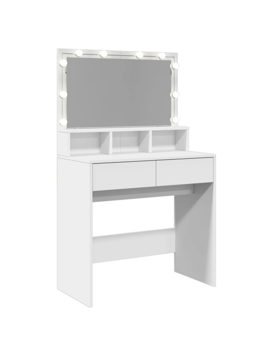 Vidaxl peilipöytä led-valoilla valkoinen 80x41x134,5 cm