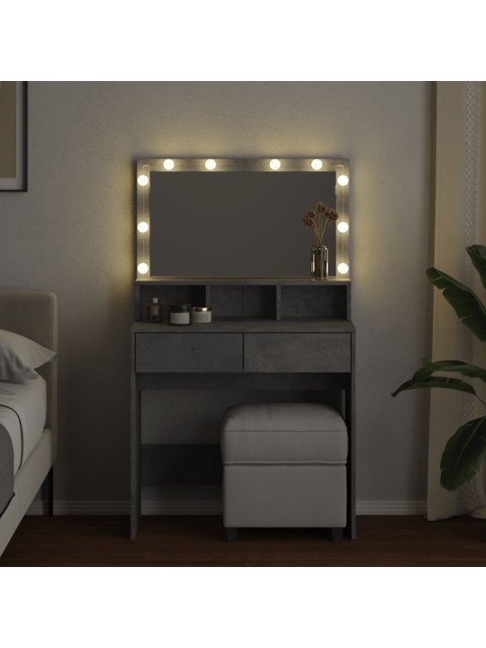 Peilipöytä LED-valoilla betoninharmaa 80x41x134,5 cm