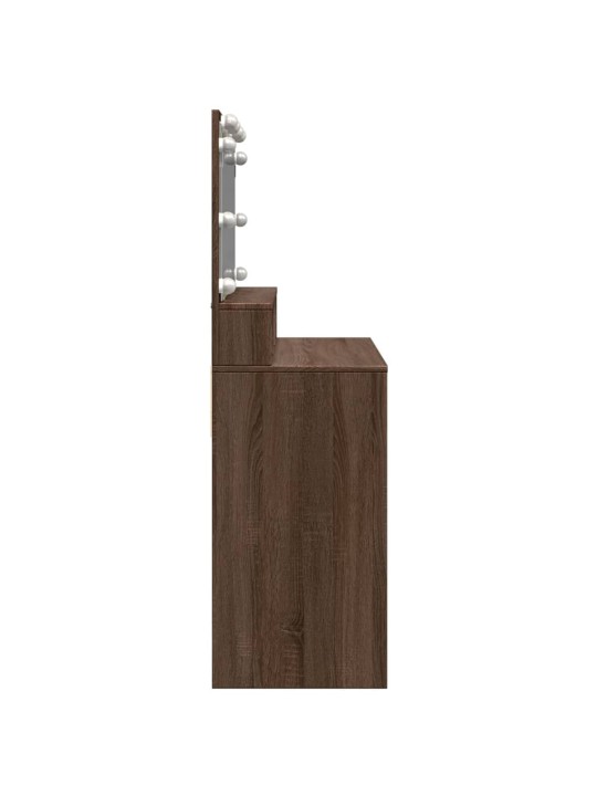 Peilipöytä LED-valoilla ruskea tammi 80x41x134,5 cm